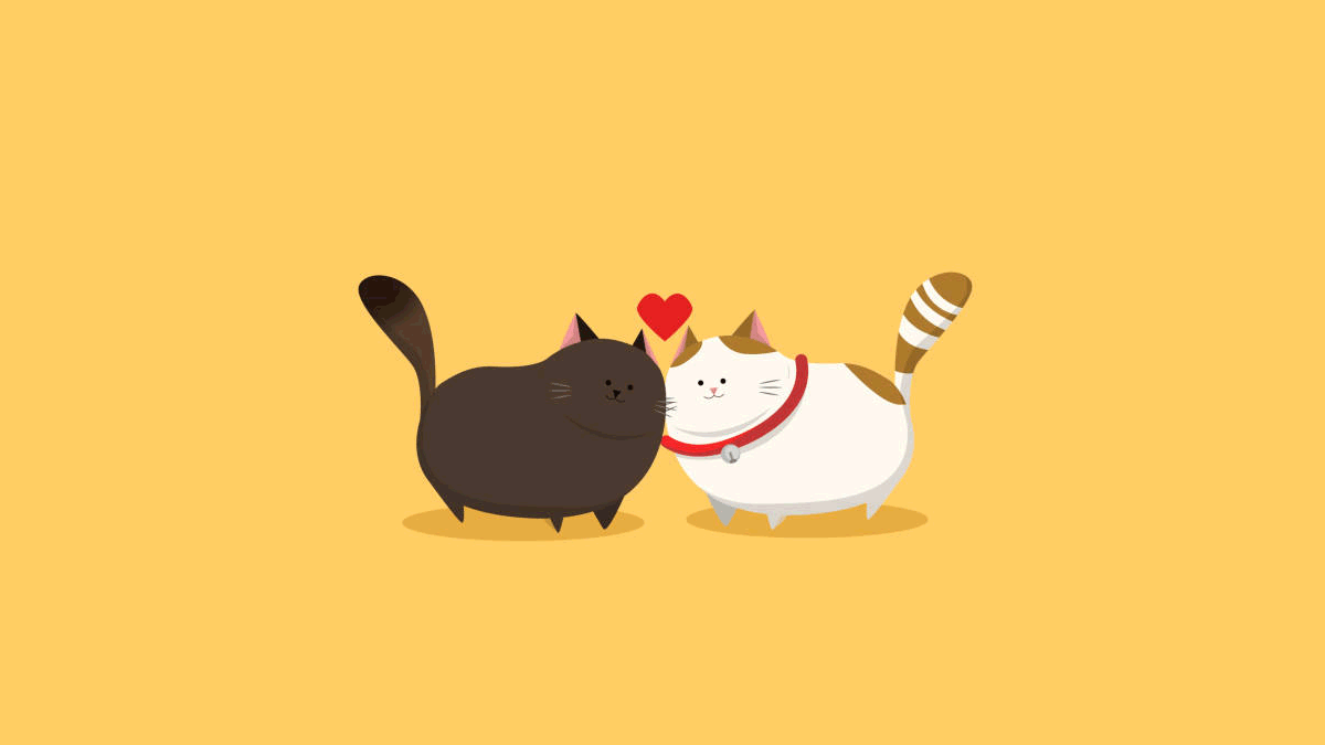 ilustração de dois gatos apaixonados com um coração acima de suas cabeças