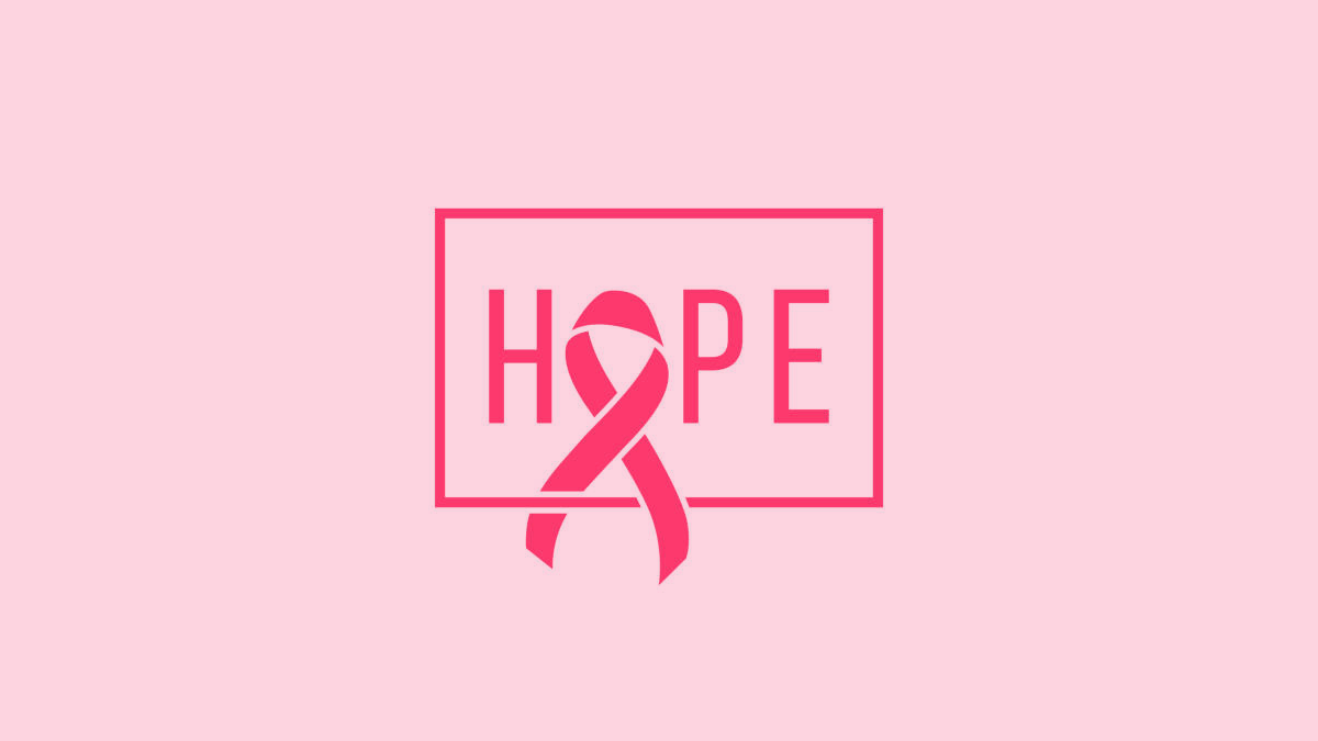laço do outubro rosa formando a palavra "hope"